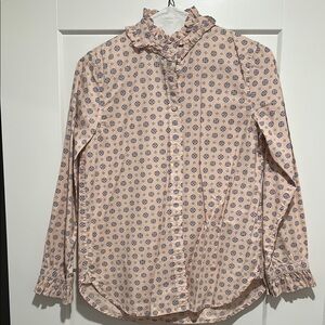 J.Crew Floral Ruffle Collar Blouse - Pink